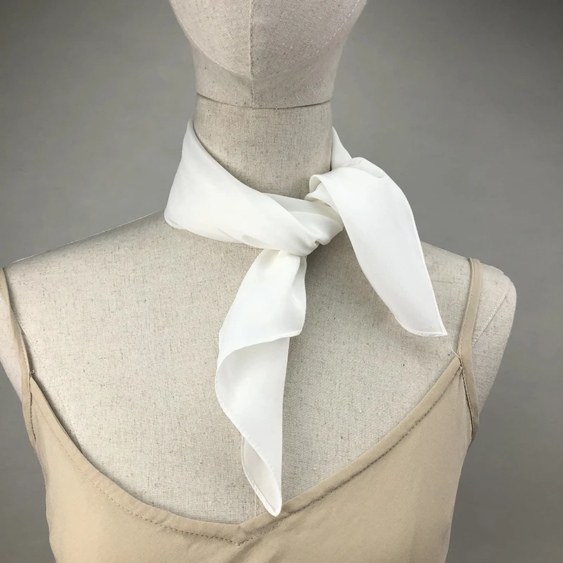 Scarf Silk Square - 新しい女性シルクスカーフスクエアネックショールレディホワイト固体バンダナヘアバンドハンカチ DIY 絵画