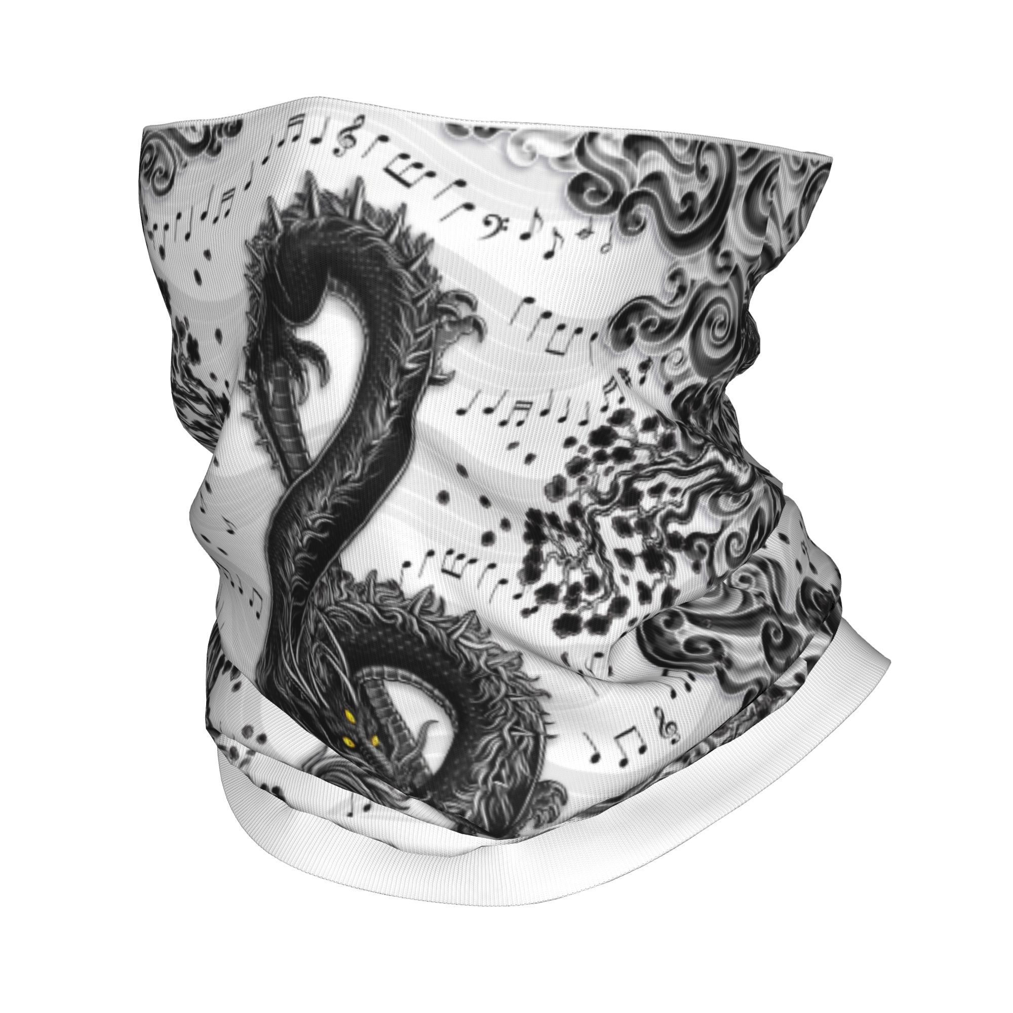 Neck Warmer Tube - カスタムトレブルクレフ音楽ドラゴンアート冬用ヘッドバンドネックウォーマー男性女性ハイキングキャンプチューブスカーフアジアの伝統タトゥーフェイス