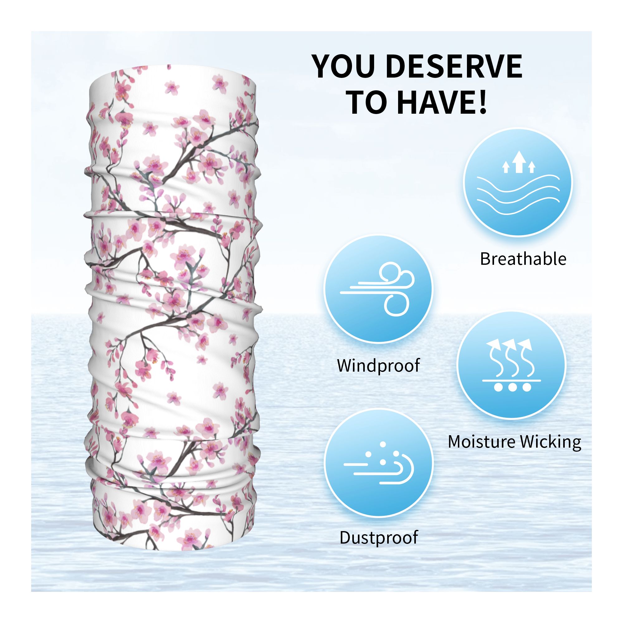 日本桜の花と赤い日の出の旗が描かれたバンダナネックゲイター防 - Neck Warmer Tube のレビューと価格