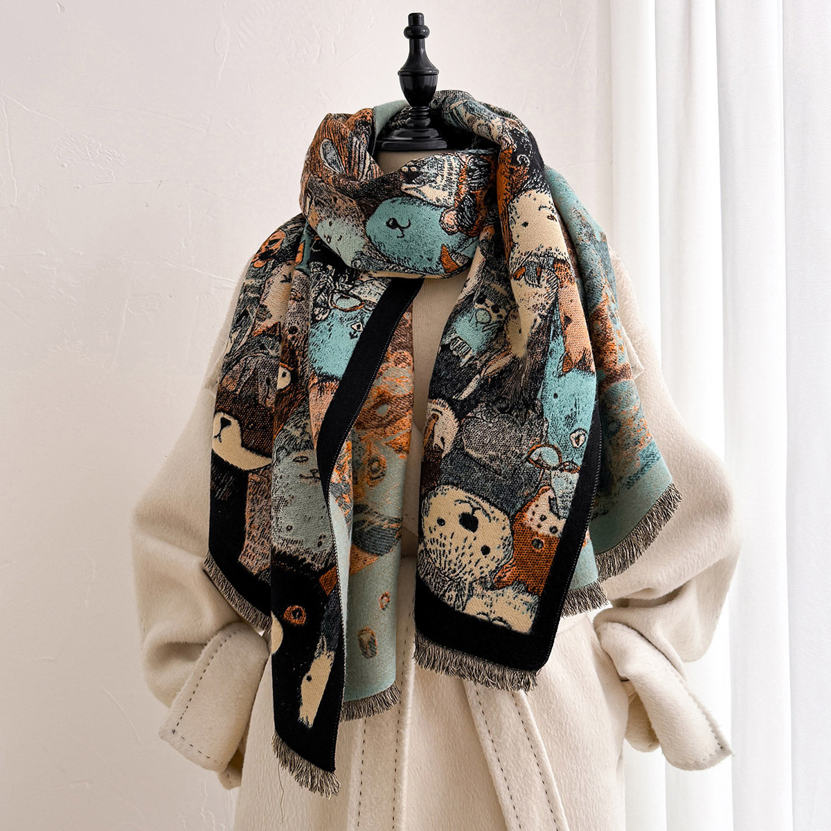 女性用イミテーションカシミヤスカーフ 厚手で暖かいショール  - Woven Scarf Blanket のレビューと価格