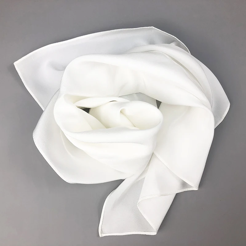新しい女性シルクスカーフスクエアネックショールレディホワイト - Scarf Silk Square のレビューと価格