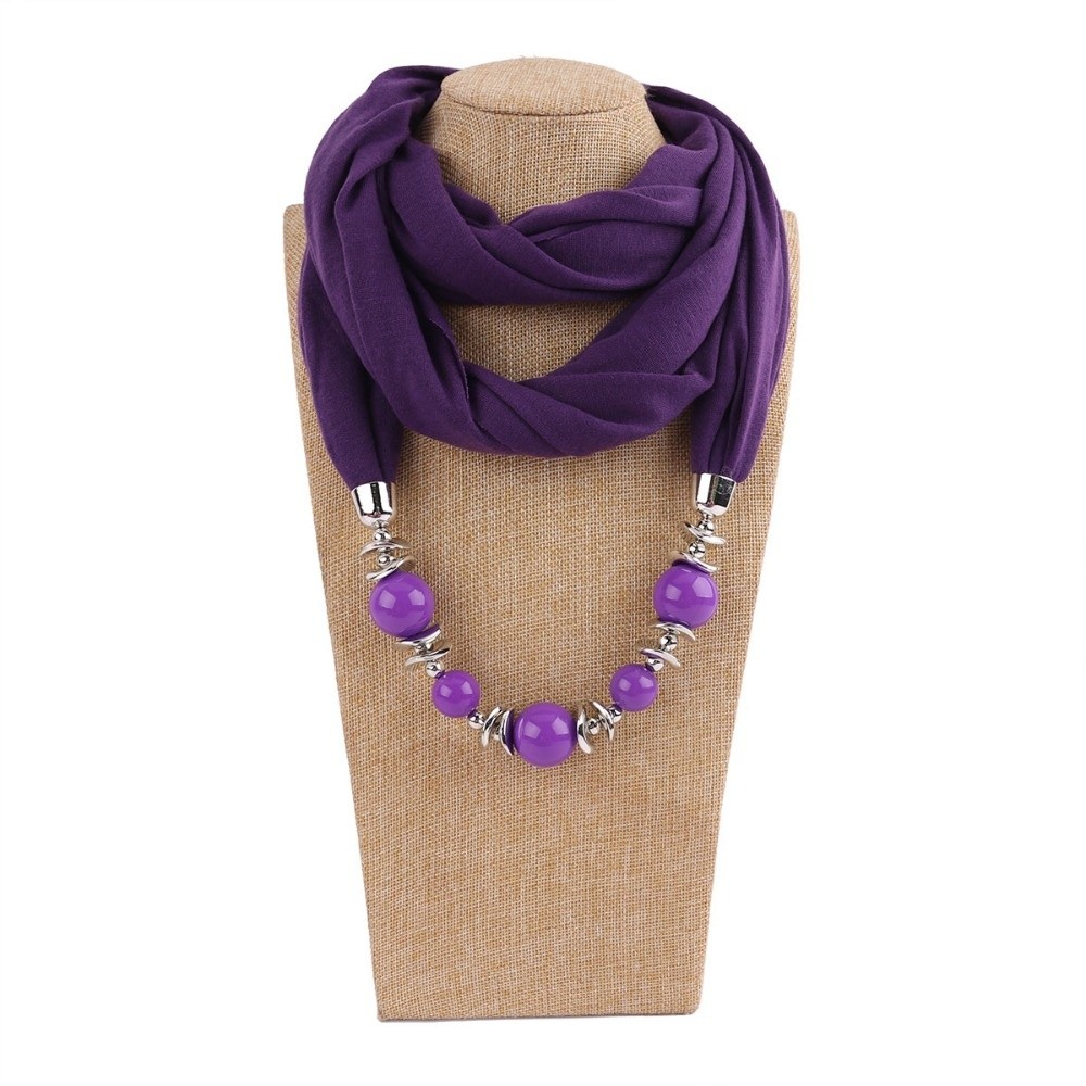 ファッションシフォンスカーフ、無地、ビーズ付きペンダント、ヴ - Infinity Scarf Knit のレビューと価格