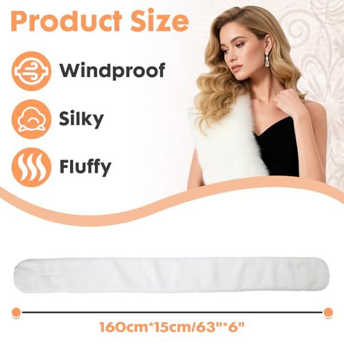 女性用フェイクフォックスファーのショール、カラフルでふわふわ - Stole Wedding Shawl のレビューと価格