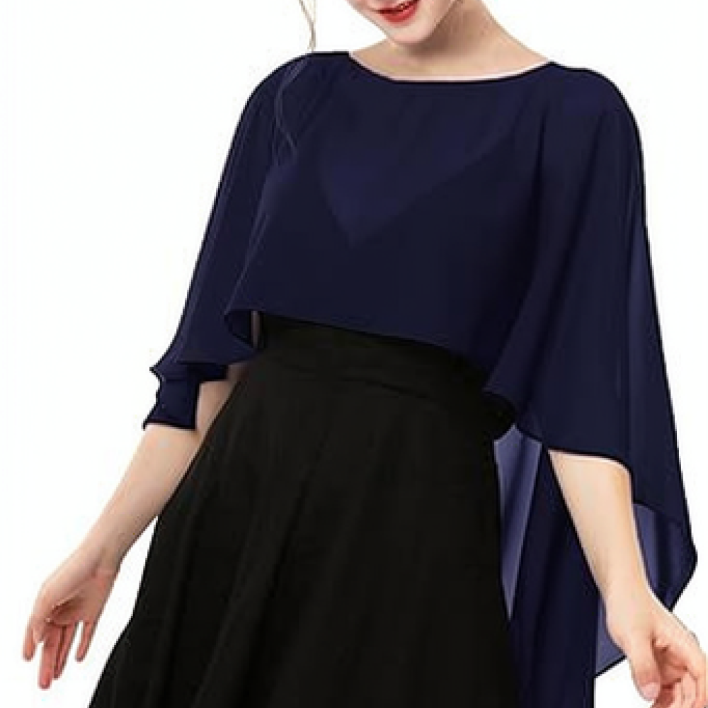 女性用ファッションシフォンショール エレガントなケープレット - Stole Wedding Shawl のレビューと価格