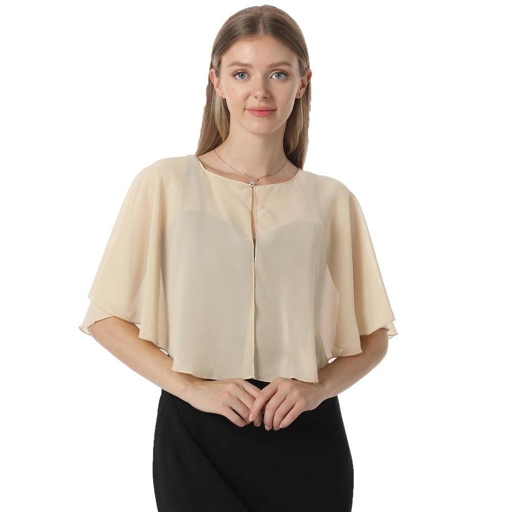 ヴィンテージ風、透け感のあるシフォン素材のケープ。軽量でエレ - Stole Wedding Shawl のレビューと価格